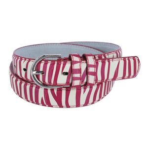 Pink Zebra-Print Women’s Belt with Silver Buckle